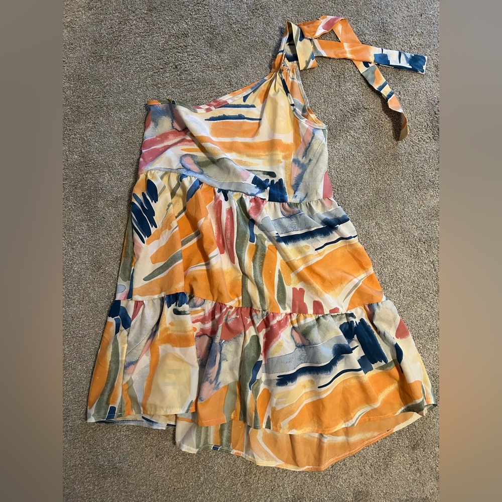 Colorful One-Shoulder Dress